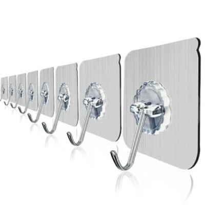 惠寻  免打孔透明挂钩10个强力粘胶贴壁挂承重挂勾