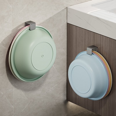 摩尚（moshang） 摩尚 脸盆架铝合金浴盆架脸盆挂钩免打孔厕所壁挂式收纳卫生间婴儿盆 枪灰色_两只装