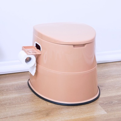 都小秀 移动马桶【豪华加高升级款】孕妇老人坐便器病人便携式塑料成人室内家用简易坐便椅 【棕色】