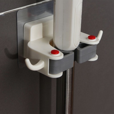 季萌拖把固定卡扣扫把夹壁挂式拖把夹免打孔厨房卫生间浴室拖把架 3个装(颜色随机可备注)