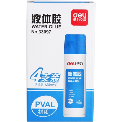 得力(deli)125ml高粘度液体胶 学习办公通用胶水 4只装 办公用品 33097