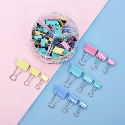 得力(deli)63只多规格票夹套装 彩色长尾夹/燕尾夹 中号+小号(32mm10只+25mm18只+19mm35只) 办公用品 8529