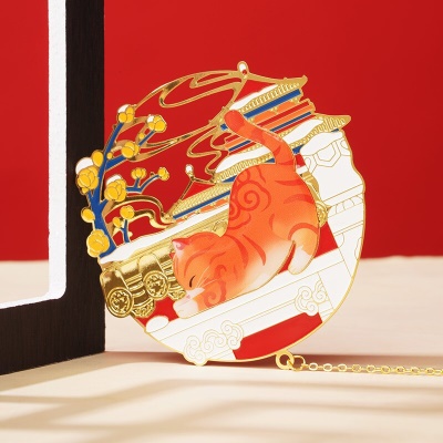 故宫文化   宫猫迎福金属书签  学生用品送同学送闺蜜送老师生日礼物  故宫博物院官方 戏雪款