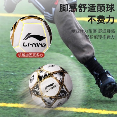 李宁 足球 4号儿童机缝足球室内外比赛级考试教学训练耐磨防滑软皮世界杯青少年中小学生球