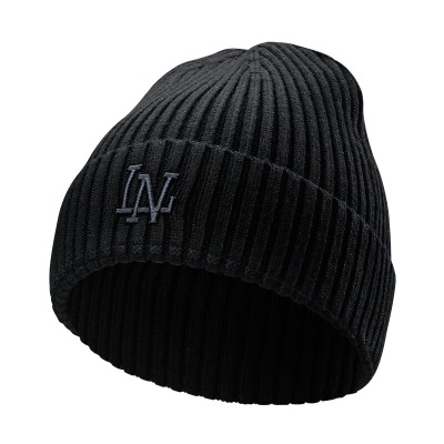 李宁（LI-NING） 帽子保暖帽冬季新款百搭毛线帽针织帽保暖护耳套户外运动帽 黑色 AMZS045-1 均码