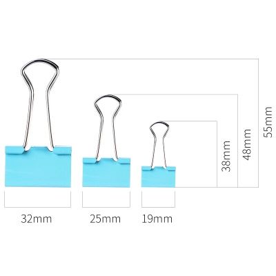 得力(deli)63只多规格票夹套装 彩色长尾夹/燕尾夹 中号+小号(32mm10只+25mm18只+19mm35只) 办公用品 8529