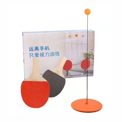 康朗特乒乓球训练器成人儿童乒乓球训练器用球家用自练弹力软轴亲子单人 款【金属座+木拍+4球+2杆】