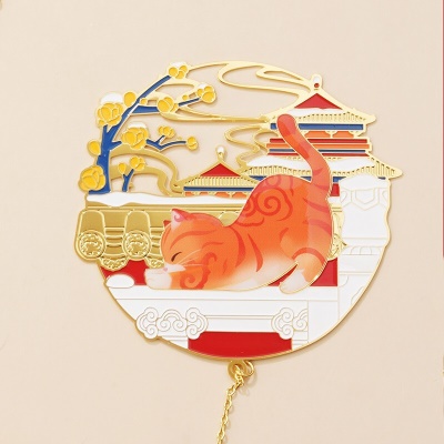 故宫文化   宫猫迎福金属书签  学生用品送同学送闺蜜送老师生日礼物  故宫博物院官方 戏雪款