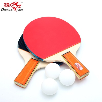双鱼乒乓球拍直拍026A 双拍套装2只装 附3球 双减亲子互动休闲娱乐减负国货球拍