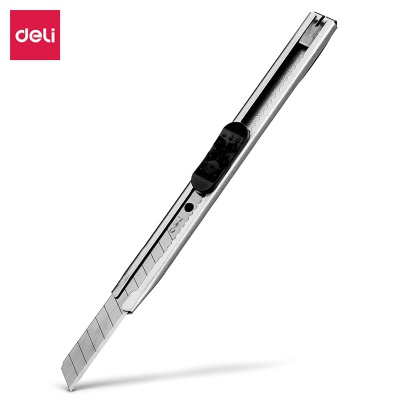 得力(deli)小号薄款金属外壳办公家用美工刀/裁纸刀 办公用品 2053