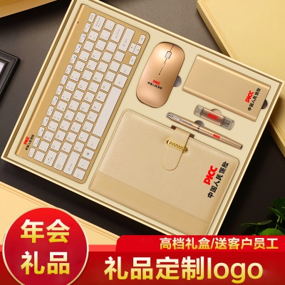 年会礼品定制公司商务礼品定制logo送客户员工会议伴手礼企业活动比赛奖品实用无线鼠标键盘套装 日月犇 魅力银（无线键鼠套装5件套）