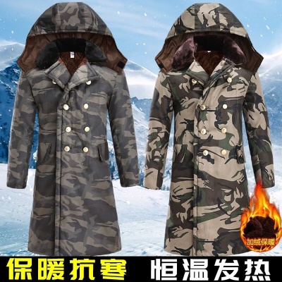 《军大衣新款迷彩棉大衣特厚加绒军绿色大衣过膝长款保暖门卫劳保 黄废墟中长款 大号 体重(160-200斤)》