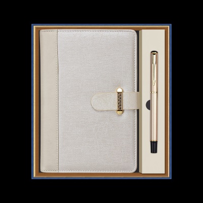 红韬 文具套装a5笔记本子文具套装公司小礼品定制刻字企业商务活动随手礼送客户实用学校奖品学生毕业礼物 金色：记事本+签字笔【蓝金盒】